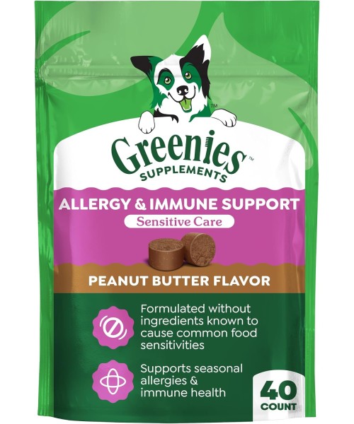 Greenies, Supplements Allergy and Immune Support sabor Crema de Cacahuate. 40 y 80 chews