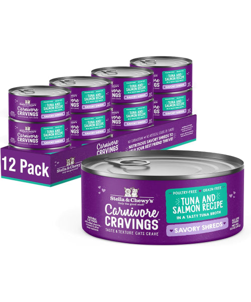 Stella & Chewy's, Carnivore Cravings Savory Shreds, comida húmeda, 7 variedades. 12 latas de 79 gr.
