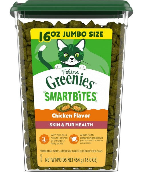 Greenies, Feline Smartbites Skin and Fur sabor Pollo. 3 tamaños