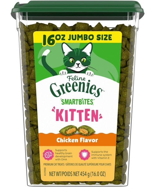 Greenies, Feline Smartbites Kitten Treats sabor pollo. 60 y 454 gr.
