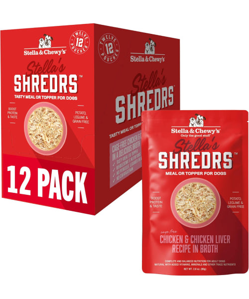 Stella & Chewy's, Stella's Shredrs topping húmedos para Perros, 8 sabores. 12 pack