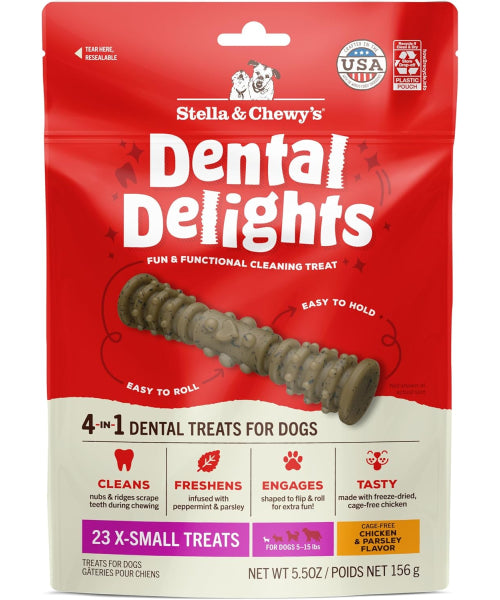 Stella & Chewy's, Dental Delights with Freeze-Dried Chicken, Extra Small. 23 y 44 treats