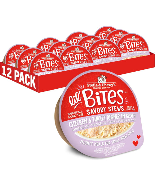 Stella & Chewy's, Lil Bites Savory Stews in Broth for Small Breed, 6 sabores. 12 pack