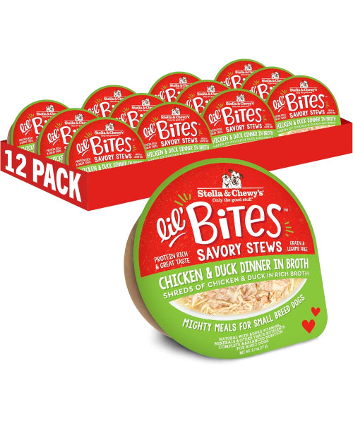 Stella & Chewy's, Lil Bites Savory Stews in Broth for Small Breed, 6 sabores. 12 pack