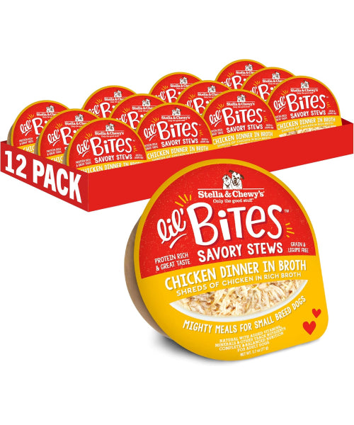 Stella & Chewy's, Lil Bites Savory Stews in Broth for Small Breed, 6 sabores. 12 pack