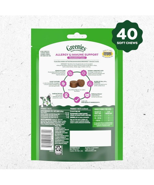 Greenies, Supplements Allergy and Immune Support sabor Crema de Cacahuate. 40 y 80 chews
