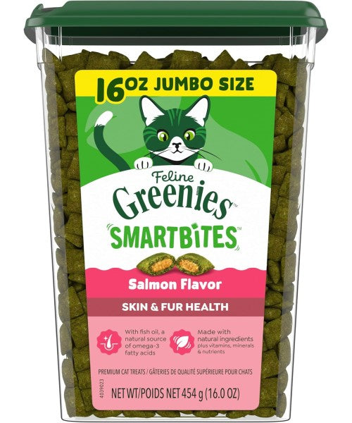 Greenies, Feline Smartbites Skin and Fur sabor Salmón. 3 tamaños