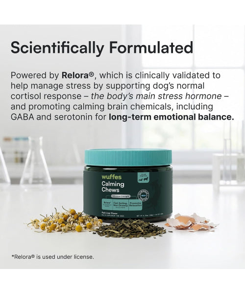 Wuffes, Calming Chews Supplement for Stress Sedative Free para Perros. 60 chews