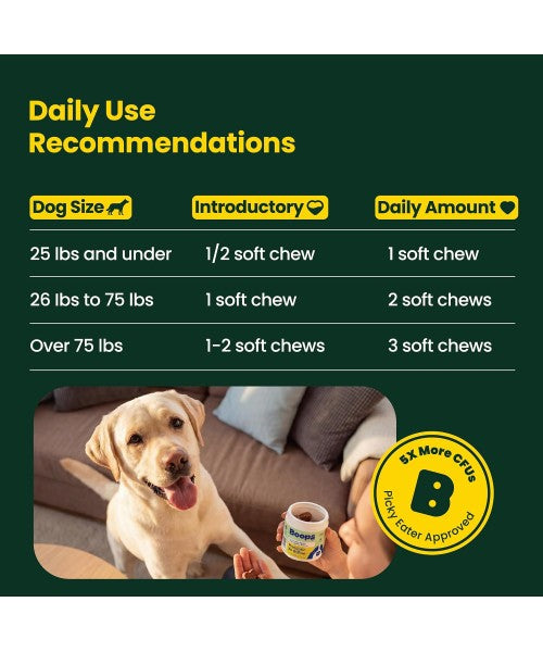 Boops Pets, Pre, Pro and Postbiotics for Dogs, 30 Billion. 90 chews