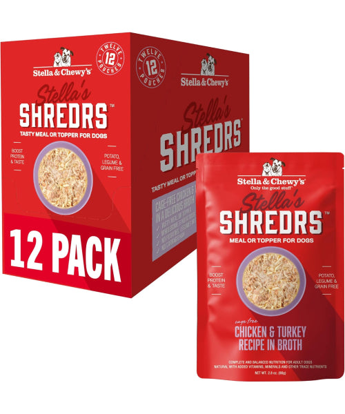 Stella & Chewy's, Stella's Shredrs topping húmedos para Perros, 8 sabores. 12 pack