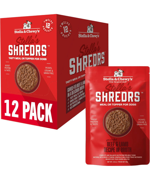 Stella & Chewy's, Stella's Shredrs topping húmedos para Perros, 8 sabores. 12 pack