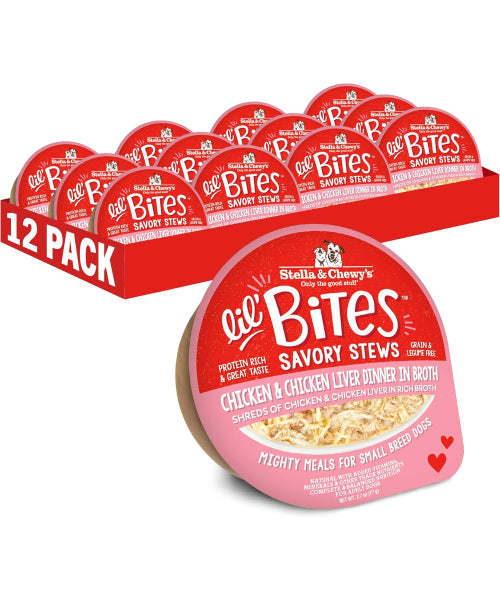 Stella & Chewy's, Lil Bites Savory Stews in Broth for Small Breed, 6 sabores. 12 pack