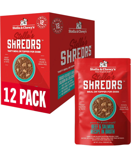 Stella & Chewy's, Stella's Shredrs topping húmedos para Perros, 8 sabores. 12 pack