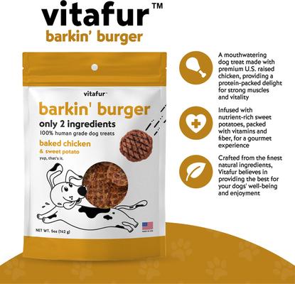Barkin' Burger Baked Chicken Dehydrated Dog Treats, 5-oz bag
