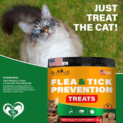 Flea & Tick Support Chewable Treats with Chicken Flavor for Cats, 10-oz pack