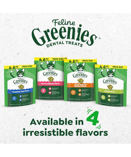 Greenies, Feline Natural Dental Cat Treats, sabor Pollo Rostizado. 3 tamaños