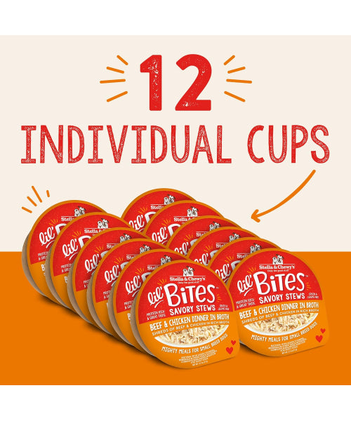 Stella & Chewy's, Lil Bites Savory Stews in Broth for Small Breed, 6 sabores. 12 pack