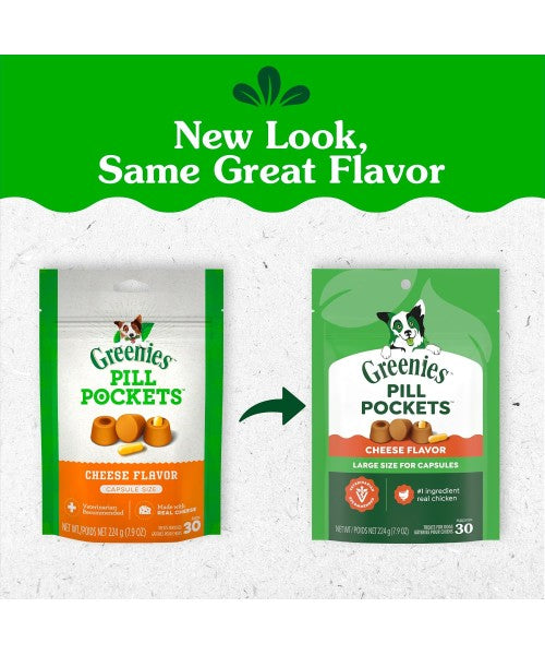 Greenies, Pill Pockets Soft Treats para cápsulas grandes, 5 sabores. 60 chews