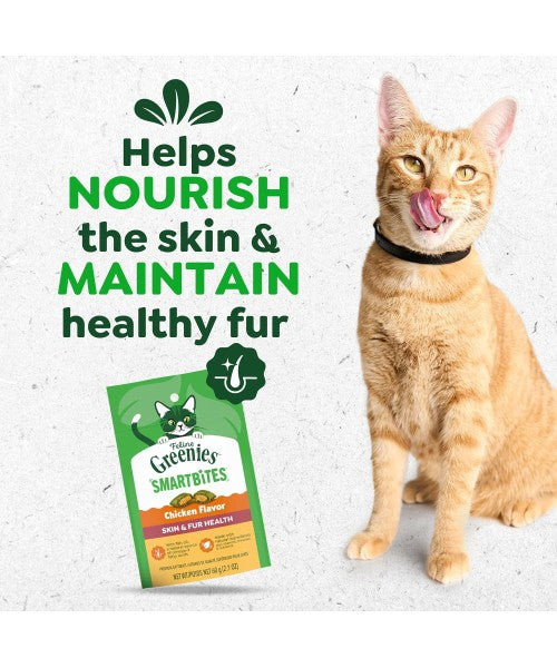Greenies, Feline Smartbites Skin and Fur sabor Pollo. 3 tamaños