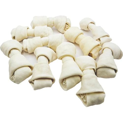 Golosinas de cuero crudo para perros con huesos anudados de 4 a 5 pulgadas, 30 unidades