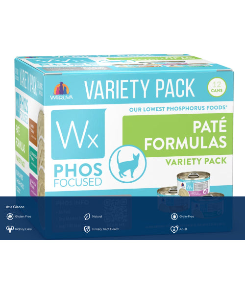 Weruva, Wx Phos Focused, Paquete variado de alimento húmedo para gatos tipo paté