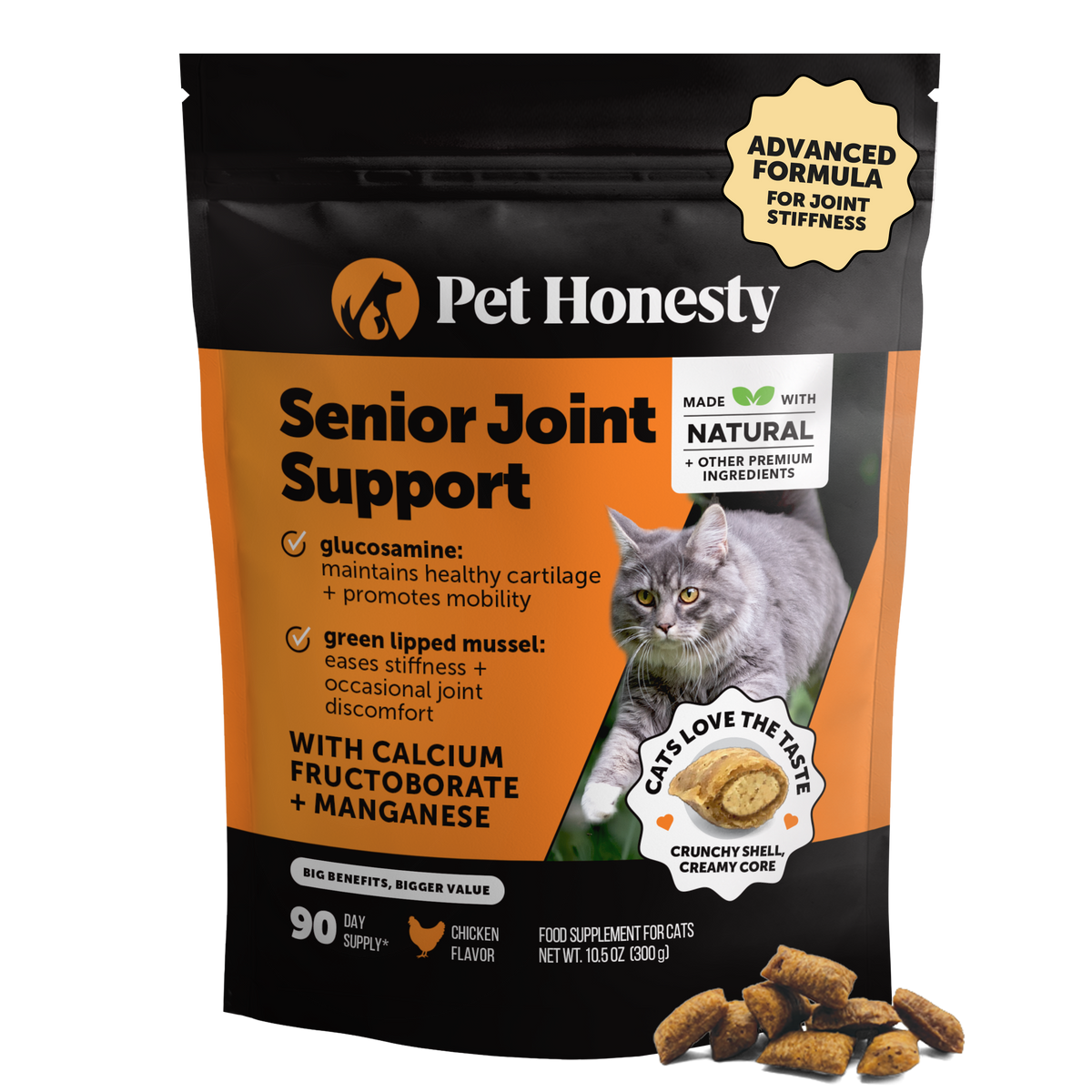 Pet Honesty Senior Joint Support Dual Texture para gatos, sabor pollo, envase 10.5 oz / 298 g, Chewy 3713582
