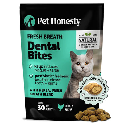 Pet Honesty Fresh Breath Dental Bites gatos Pollo, 105 g / 3.7 oz, PH-1939390.