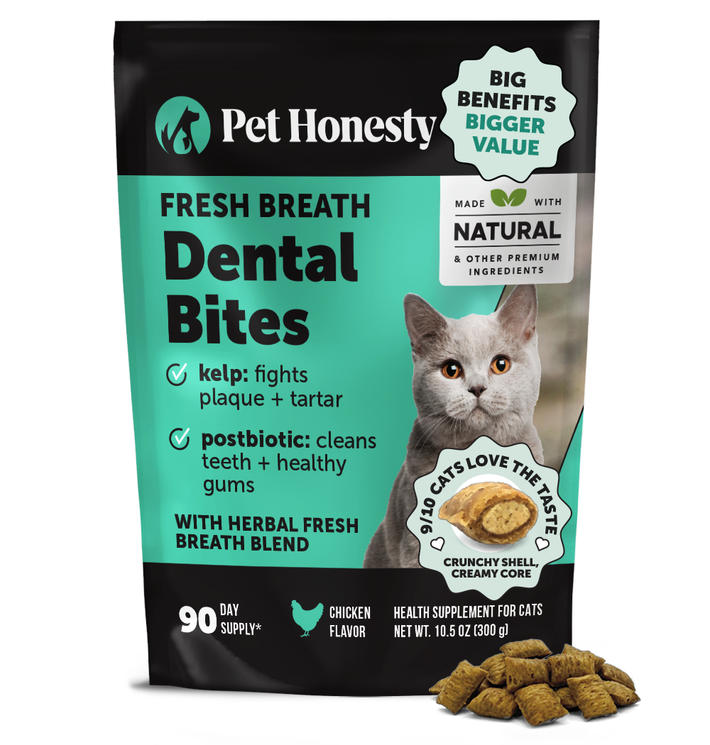 Pet Honesty Fresh Breath Dental Bites para gatos, 10.5 oz / 298 g, 90 días, PH-3778518, fotografía oficial sin reducción