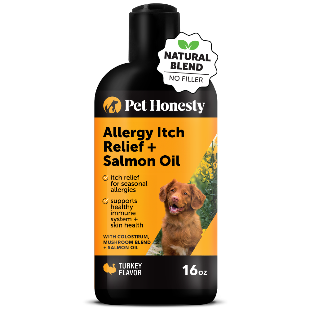 Pet Honesty Allergy Itch Relief + Salmon Oil sabor pavo, botella individual de 473 ml, PH-304021