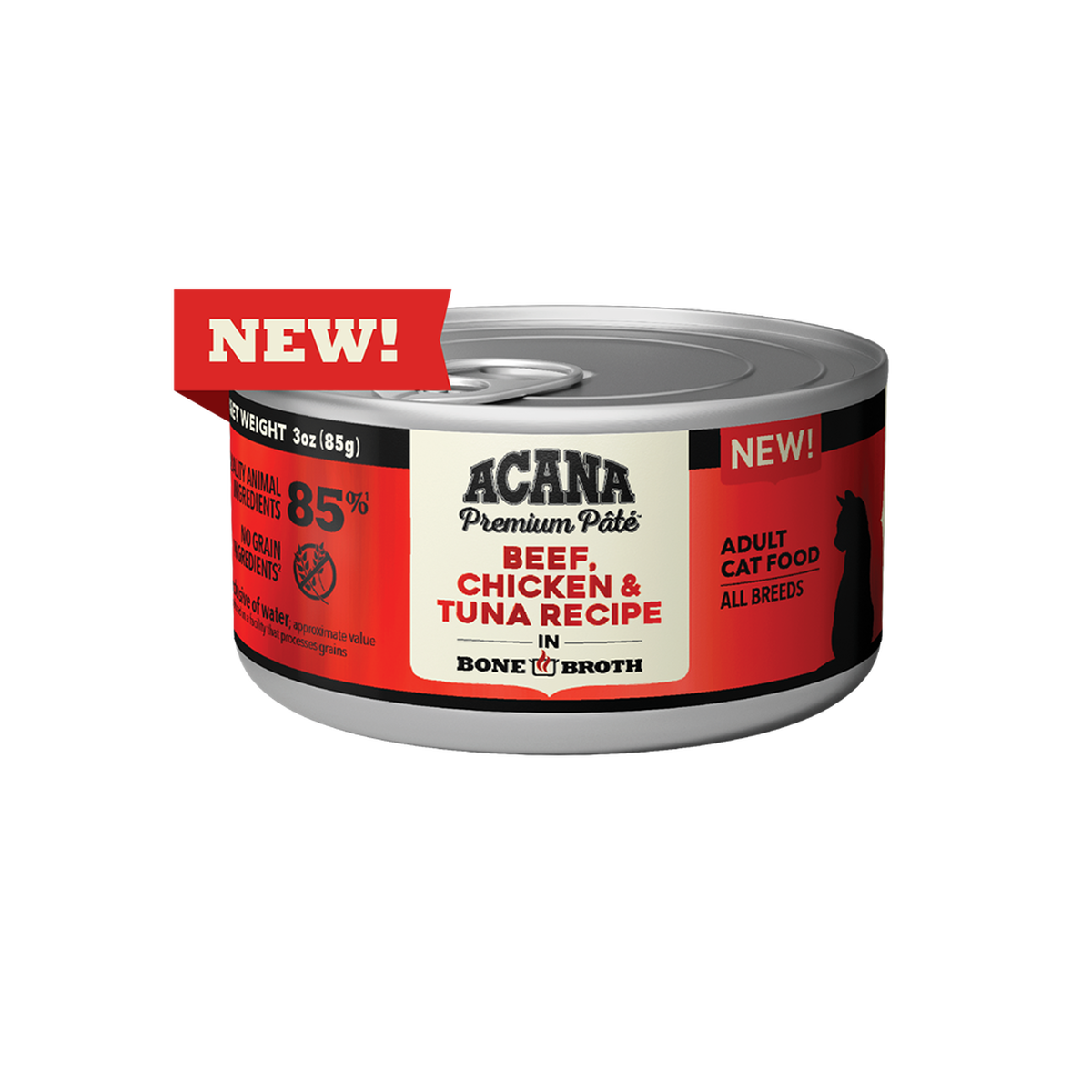 ACANA Premium Paté res, pollo y atún, lata 85 g