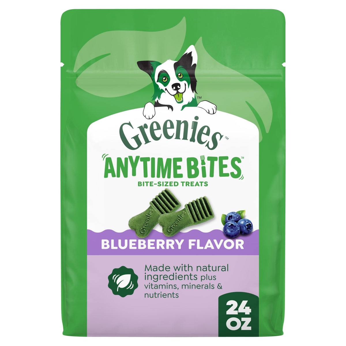 Greenies Anytime Bites Blueberry, presentación exacta de 680 g / 24 oz