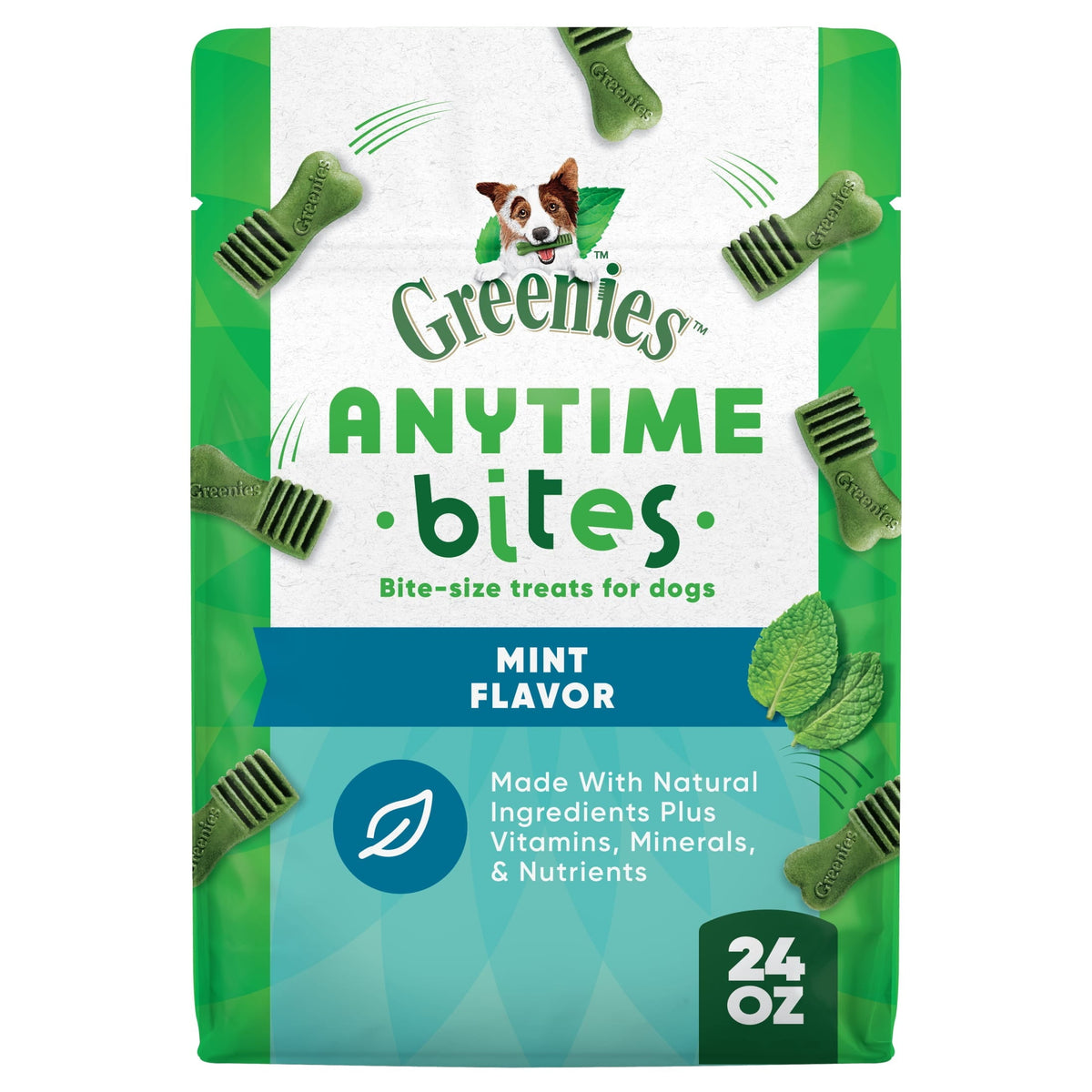 Greenies Anytime Bites Mint, presentación exacta de 680 g / 24 oz