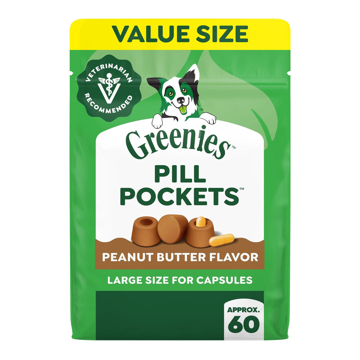 Greenies Pill Pockets Capsule Size para perros, 60 unidades, sabor crema de cacahuate