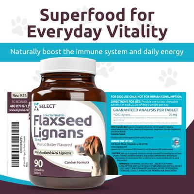Flaxseed Peanut Butter SDG Lignans Dog Hormone Supplement, 20 mg, 90 count