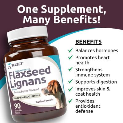 Flaxseed Peanut Butter SDG Lignans Dog Hormone Supplement, 20 mg, 90 count