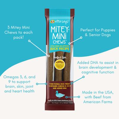 Mitey Mini Chews Duck Recipe Dog Treats, 18 count