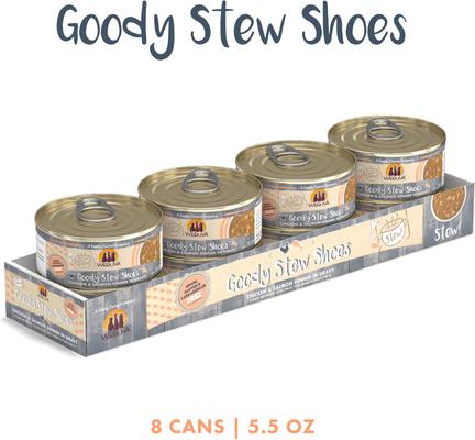 Classic Cat Goody Stew Shoes Chicken & Salmon in Gravy Stew Canned Cat Food, 5.5-oz can, case of 8