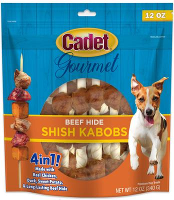 Gourmet Beef Hide Shish Kabob Dog Treats Small, Chicken, Liver, & Sweet Potato, 12-oz bag, bundle of 2
