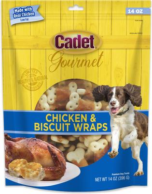 Galletas gourmet envueltas en pollo, premios para perros con sabor a pollo, 14 oz