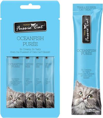 Golosinas para lamer para gatos de puré de pescado de océano, bolsa de 2 oz