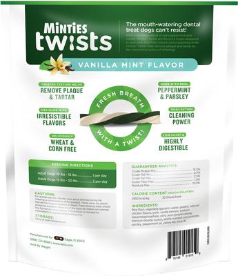 Twists Small Vanilla Mint Dental Dog Treats, 24-oz bag, count Varies