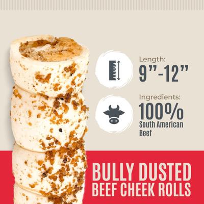 Beef Cheek Rolls Bully Dusted 9 to 12-in Dog Treats, 3 count