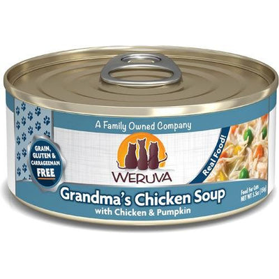 Sopa de pollo de la abuela, pollo y calabaza en salsa, alimento húmedo sin cereales para gatos, 5.5 oz, caja de 24