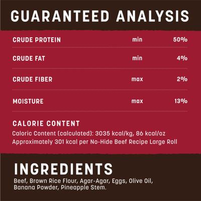 No-Hide Large Rolls Long Lasting Natural Rawhide Alternative Beef Recipe Chew Dog Treats, 1 count