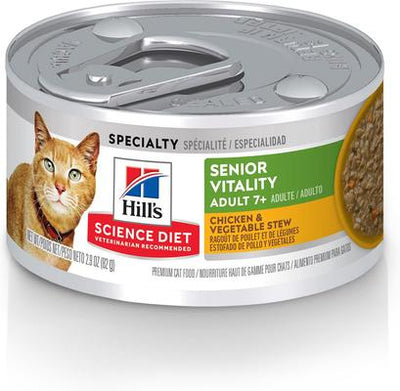 Adult 7+ Senior Vitality Chicken & Vegetable Stew Wet Cat Food, 2.9-oz can, case of 24
