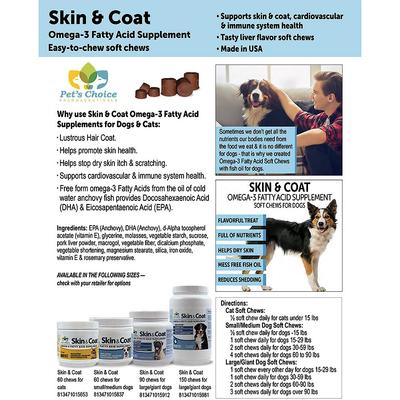 Skin & Coat Small to Medium Breed Soft Chews Dog Supplements, 60 count
