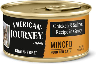 Minced Chicken & Salmon Recipe in Gravy Grain-Free Canned Cat Food, 3-oz can, case of 24