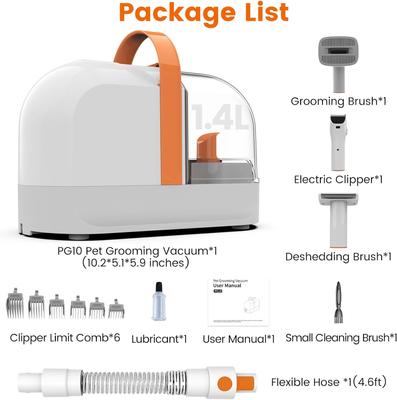 PG10 Dog & Cat Grooming Vacuum Kit, White/ Orange