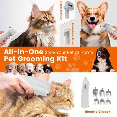 PG10 Dog & Cat Grooming Vacuum Kit, White/ Orange