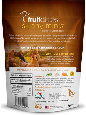 Bundle: Variety Pack - Fruitables Skinny Minis Pumpkin & Mango Flavor Soft & Chewy Dog Treats, Chicken & Apple Bacon Flavors